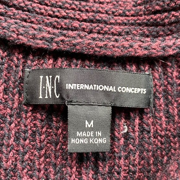 VTG INC International Concepts Sweater Mens M Maroon 1/4 Zip Ribbed Hong Kong - Picture 3 of 12